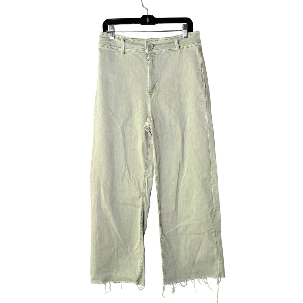 OAT New York Sage Green Raw Hem Widie Leg Jeans Size 10
